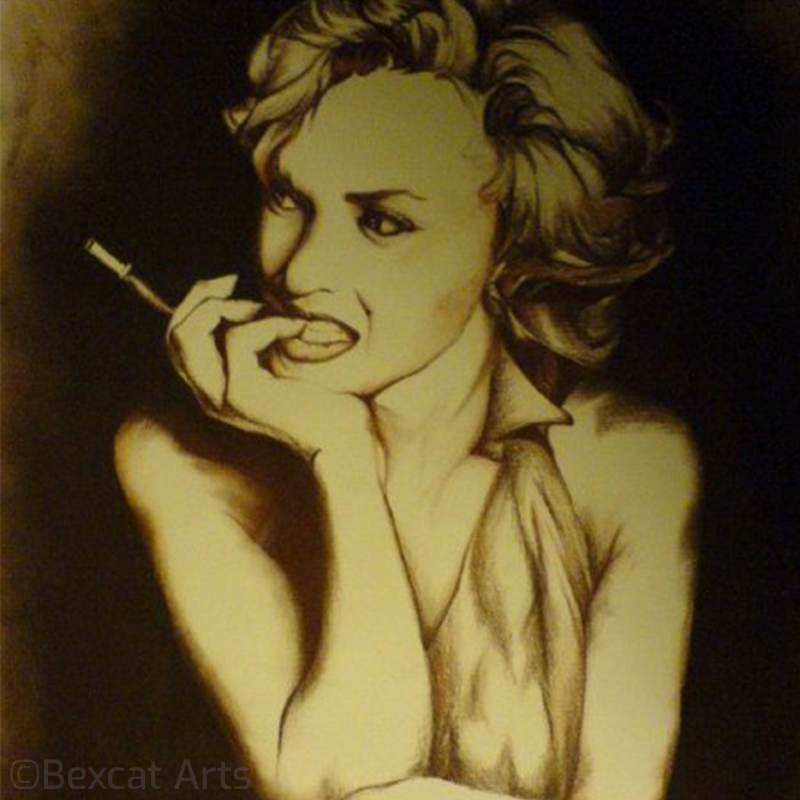 Marilyn Monroe conte crayon by Bexcat Arts