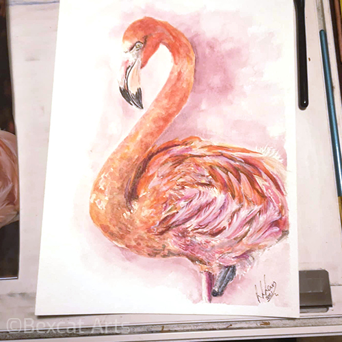 Artwork commission of flamingo - Bexcat Arts