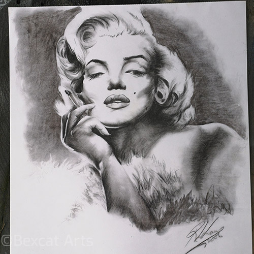 Monroe in charcoal by Bexcat Arts